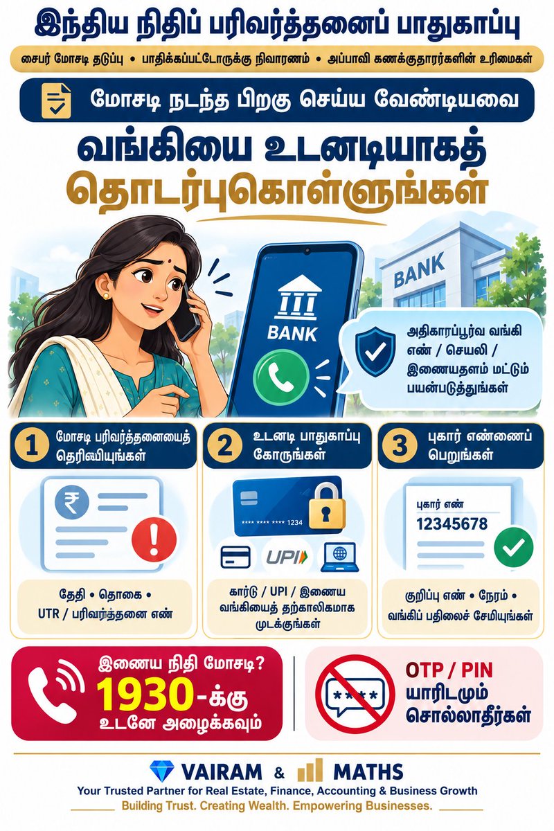 Propertiesloans's tweet photo. #VAIRAMandMATHS #இந்தியநிதிப்பாதுகாப்பு #சைபர்மோசடி #இணையவழிமோசடி #நிதிபாதுகாப்பு #டிஜிட்டல்பாதுகாப்பு #பணப்பரிவர்த்தனைபாதுகாப்பு #UPIபாதுகாப்பு #வங்கிபாதுகாப்பு #மோசடிதடுப்பு #பாதிக்கப்பட்டோருக்குநிவாரணம் #வாடிக்கையாளர்உரிமைகள் https://t.co/MVm4wyX1ok