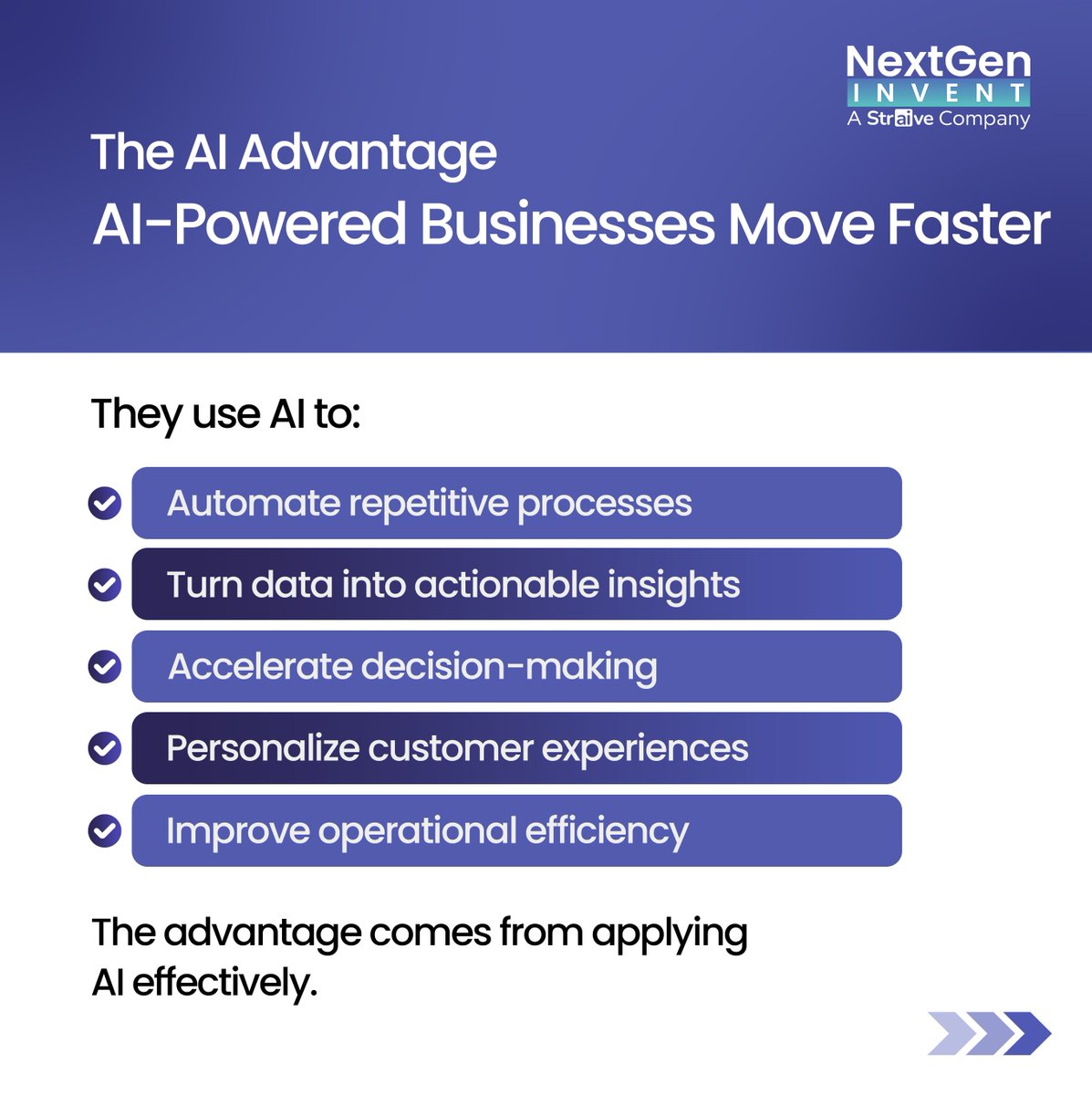 NextGenInvent's tweet photo. Lead the future with AI.
From smarter decisions to intelligent automation, NextGen Invent helps businesses build AI solutions that deliver real value.
๐ Swipe to learn more.
๐ https://t.co/KGy4JvVrCg
#AI #GenerativeAI #Innovation #NextGenInvent #Straive https://t.co/2SXU9l1wg8