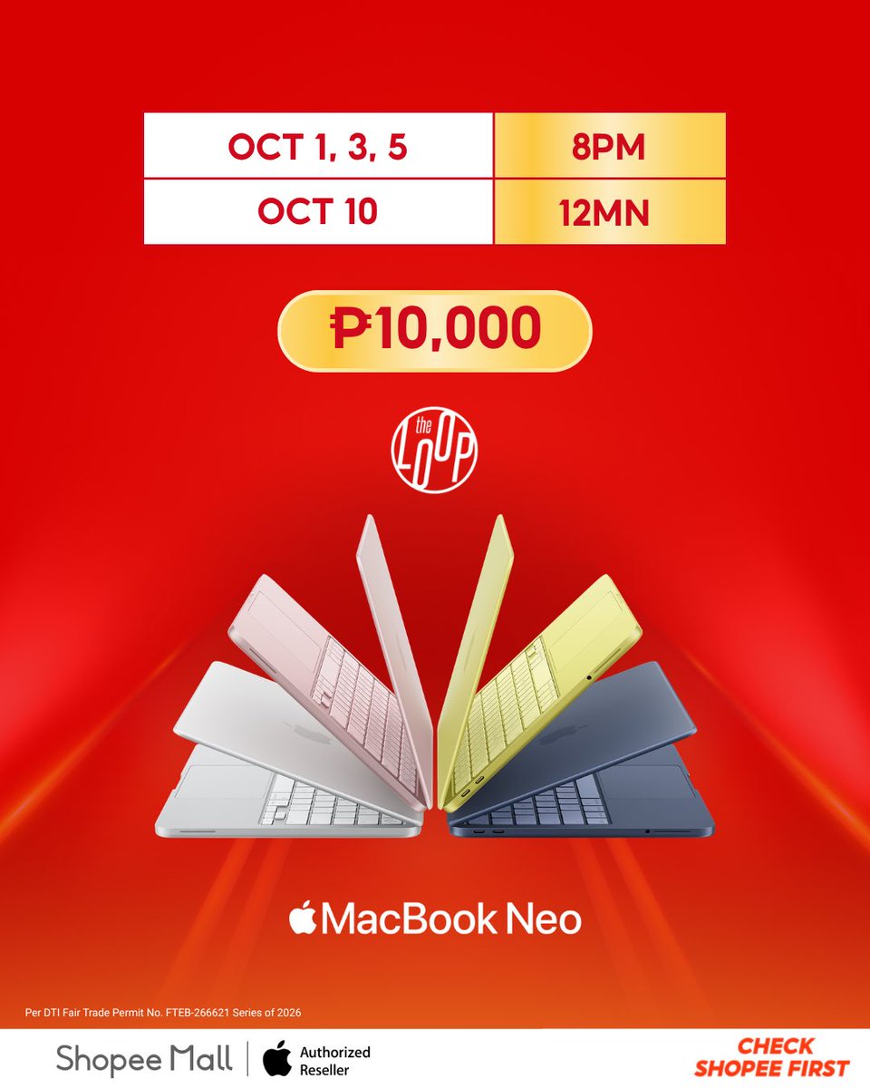 ShopeePH's tweet photo. PERFECT 10/10 SA RUSH DEALS NGAYONG #ShopeePH1010! 🤩

May Apple items ka bang inaabangan, Bestie? 👀 Get them for as low as ₱1,010 from Oct 1-11 and don’t wait too long because these deals are available while stocks last! ⏰

While you’re at it, #CheckShopeeFirst and enjoy 0% Interest on ALL items with #SPayLaterPH. 💸 Plus, explore #SiguradoSaShopeeMall finds while you shop! 🧡

SHOP NOW: https://t.co/3Bo9qDkHg7

#ShopeePH