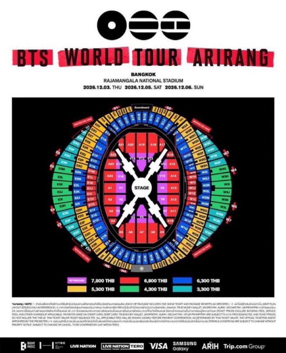 Vervepass4l's tweet photo. Open sell - BTS WORLD TOUR 'ARIRANG' IN BANGKOK

🎟️7800 VIP First 5 Row V1/V5/V13

Seated together
Foreigners can buy also
DM📨
#BTSinBKK
#BTS_WORLDTOUR #BTS_WORLDTOUR_BANGKOK #ARIRANGINBANGKOK #BTS_WORLDTOUR_ASIA https://t.co/MBbbFpbX16
