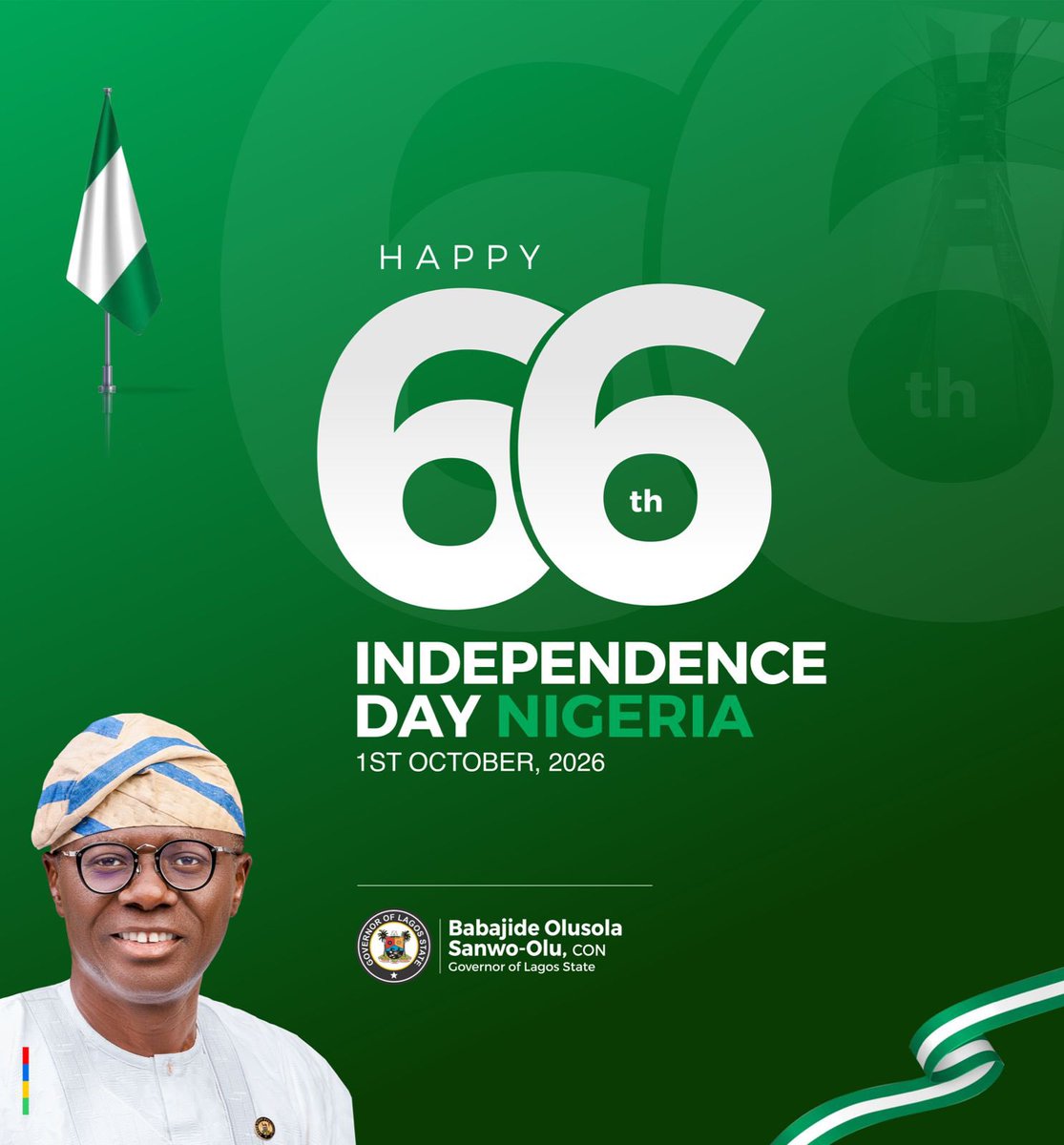 jidesanwoolu's tweet photo. Since October 1, 1960, our country has faced difficult times and celebrated moments of great progress. Through it all, we have shown resilience and determination.

I believe deeply in Nigeria and in what we can achieve when we stand together. Our differences should never divide us. Our diversity is one of our greatest strengths, and it reminds us of the richness of the nation we share.

Let us honour the sacrifices of those who gave their best to build Nigeria by doing our part every day. The heroes who fought for our freedom believed in a united nation, and we owe it to them and to our children to keep working together.

Nigeria belongs to all of us. Its future will be shaped by the choices we make and the work we are willing to do together.

Happy 66th Independence Anniversary, Nigeria.