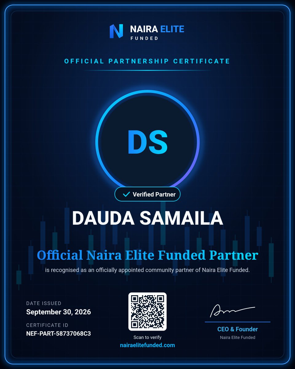 DawdaOntop's tweet photo. 🚨PARTNERSHIP ANNOUNCEMENT!🚨

I'm excited to officially announce my partnership with @nairaelite.

This is more than just a partnership, it's another step toward creating more opportunities for traders in my community to grow, develop their skills, and pursue their funding goals.
I'm looking forward to bringing my community closer to new opportunities in the prop trading space, sharing valuable updates, and helping more traders take their trading journey seriously.