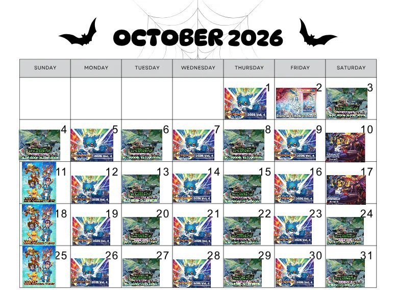 DigimonWorldEsp's tweet photo. 👾¡YA ES OCTUBRE DIGI-FANS! 
🇪🇸Aquí el calendario de lanzamientos, torneos...de todo Digimon en España:
💥¡#DigimonCardGame #CHIVALROUSXIII #EX13!
💥¡#DigimonEGGS comienza!
💥¡#DigimonWorldsBestPicks en emisión!
💥¡Nuevos torneos en tiendas, Evolution Cup y regionales!
#Digimon https://t.co/bePcZ025AJ