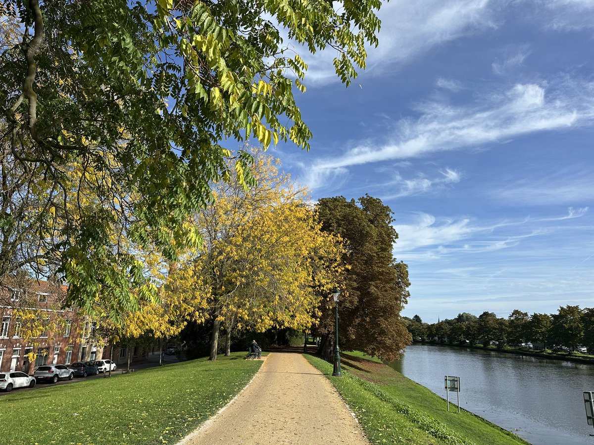 NolfJan's tweet photo. #vrtweer #joiedevivre #autumn Het lijkt nu echt wel de start van de herfst(-kleuren) hier in Brugge, bij m’n jogging: #blijfbewegen = #blijbewegen #keepmoving 💪🙏❤️❗️ https://t.co/hnUrJTsAZe