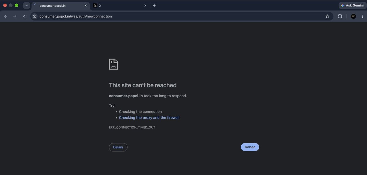 gchahal's tweet photo. @pspclofficial PSPCL official site takes too long to respond and fails with an ERR_CONNECTION_TIMED_OUT error.
#PSPCL https://t.co/guLqLuXokx