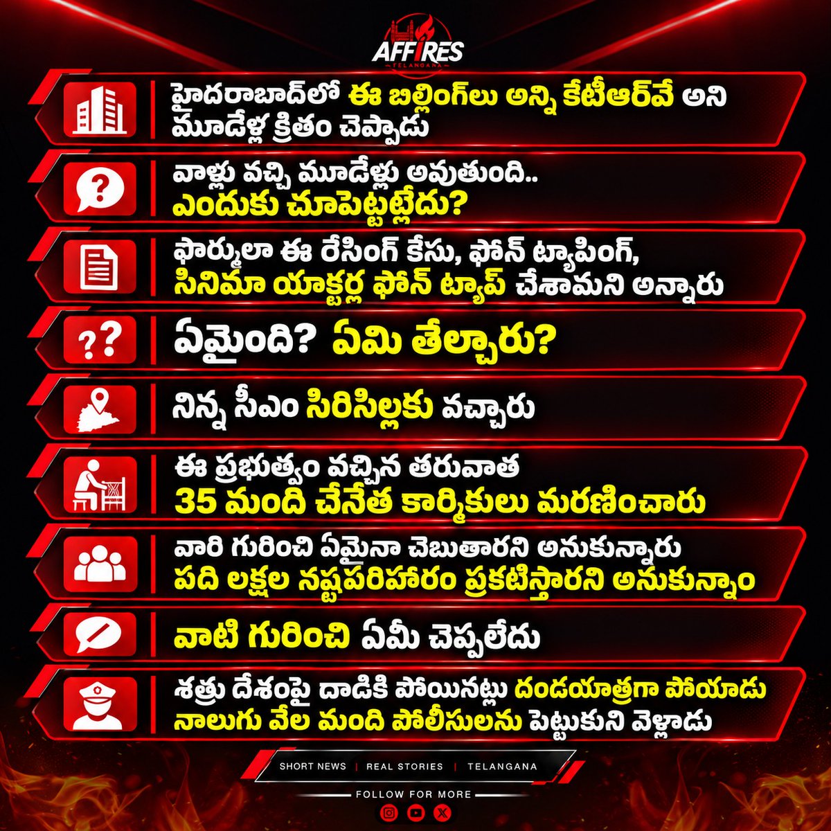 AffiresTG's tweet photo. “కేటీఆర్‌పై ఆరోపణలు ఏమయ్యాయి?”.. సిరిసిల్లలో సీఎం పర్యటనపై బీఆర్‌ఎస్‌ నేతల ప్రశ్నలు!
#Sircilla #RevanthReddy #KTR #BRS #congress  #affires #telangana https://t.co/fq3b1fSo6U