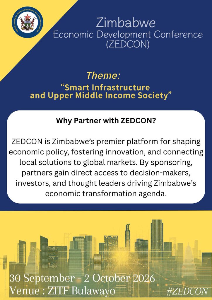 shumbakadzi_zim's tweet photo. At the ongoing Zimbabwe Economic Development Conference (#ZEDCON), a critical conversation is taking place: how to channel diaspora capital from short-term household consumption into long-term savings and productive infrastructure development.  

With remittances reaching a massive US$2.45 billion in 2025, diaspora capital is one of Zimbabwe’s strongest economic pillars. Directing these funds toward housing, energy, and smart infrastructure will accelerate national growth toward Vision 2030.

Stay informed on real-time economic updates and policy developments by following the new official handle of the Ministry of Finance, Economic Development and Investment Promotion @TreasuryZW ⁠ or ⁠@MthuliNcube01