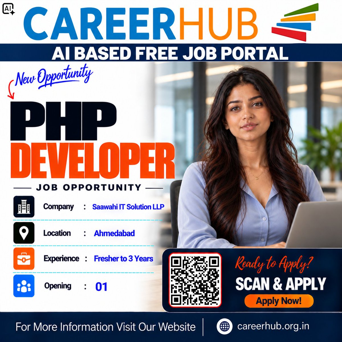 careerhub_iespl's tweet photo. New Opportunity: PHP Developer
β’ Saawahi IT Solution LLP
β’ Ahmedabad
β’ Fresher to 3 Years
β’ Opening: 01
Build your career in PHP, backend development & web applications.
Apply now via CareerHub!
#CareerHub #PHPDeveloper #PHPJobs #AhmedabadJobs https://t.co/mNpHqdSeR8