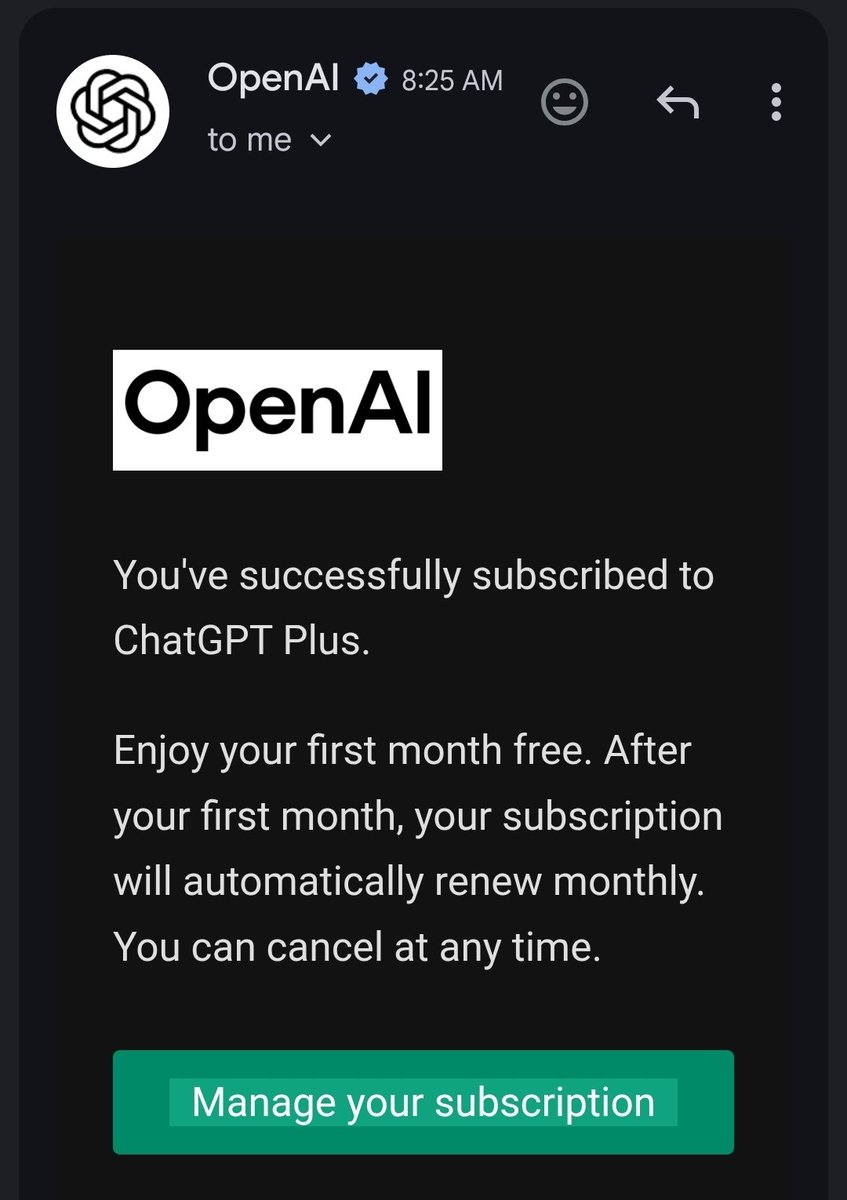 favourNdukwe11's tweet photo. IF YOU USE CHATGPT DO THIS NOW!

CHATGPT is giving 1 month free offer worth (NGN 31K) and you can get it for just (35 NGN), probably a new month offer

How to get the free sub

- log in your account via browser 
- look below near your profile,  you'll see "claim offer "
- click on it and get pay through card

Then you get your free sub for a month 

NOTE: this is a limited time offer so you might as well want to do it immediately, Also this isn't applicable to all accounts so Goodluck.