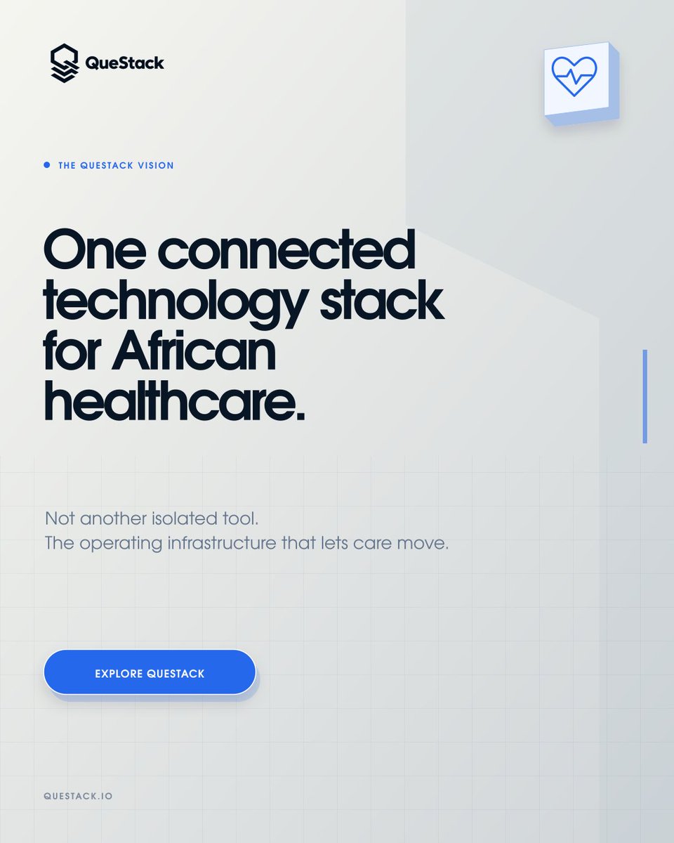 questackio's tweet photo. This is the QueStack vision:

One connected technology stack for African healthcare. Not another isolated tool.

The operating infrastructure that lets care move across providers, payers, pharmacies, patients and systems.

Explore QueStack → https://t.co/Q8tVYm7dG4

#QueStack https://t.co/5lcV6O31Qv