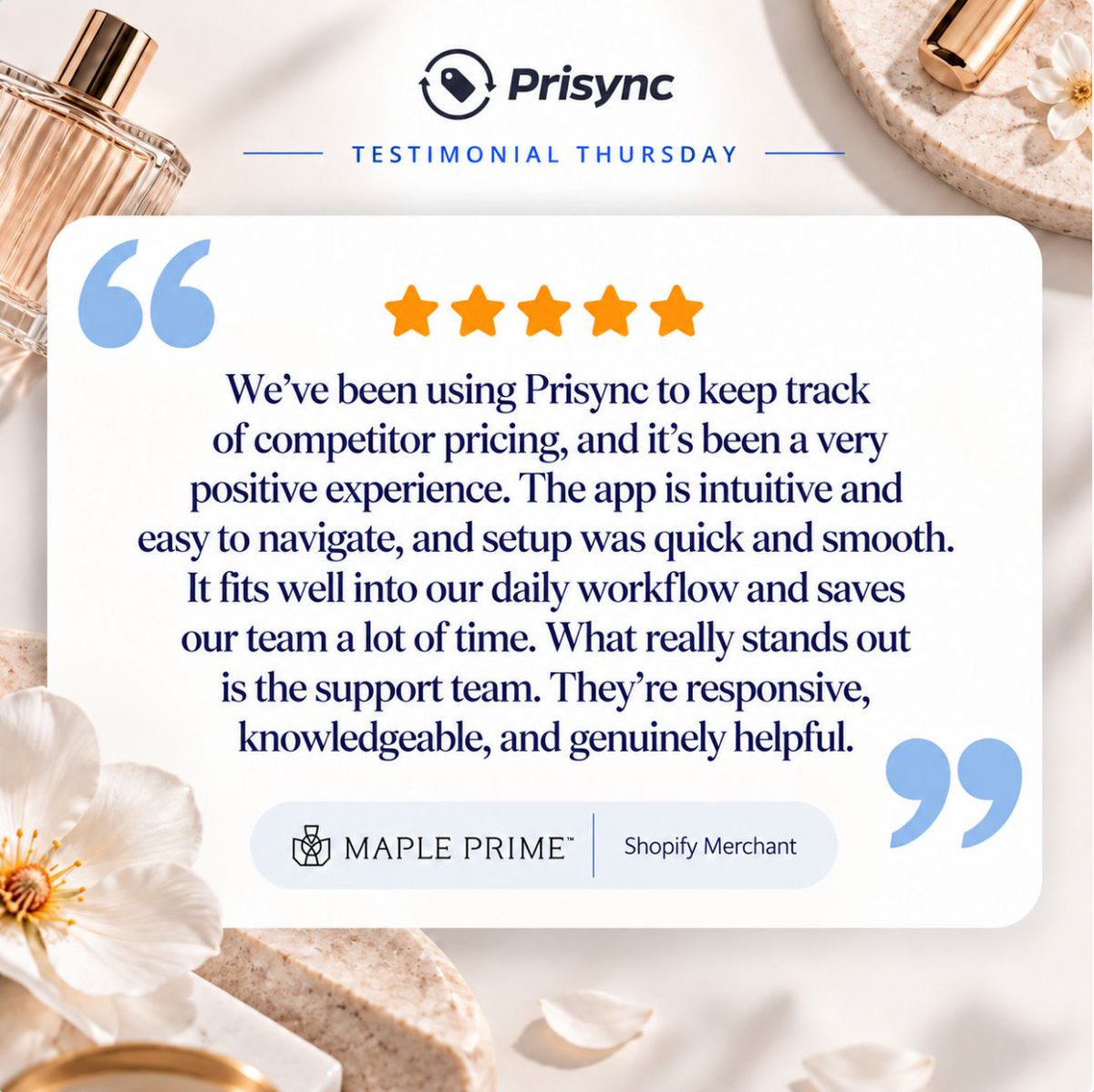 PrisyncCom's tweet photo. A little Thursday proof that smooth setup + useful insights really do matter. ✨
Thanks, Maple Prime, for the lovely feedback. 🫶

#TestimonialThursday https://t.co/xn0I4SGkct