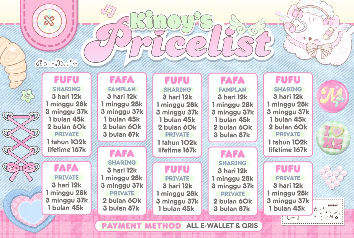 kinoy_the_cat's tweet photo. ⭐️ help RT yaa, thanks~

here’s my 2 NEW CATALOGS for edit PL / Pricelist 𐔌՞ ܸ.ˬ.ܸ՞𐦯 maaf klo warnanya biru &amp; baby pink terus sebab klo baby soso mah anaknya alyssa daguise 👶🏻  —— 💰18K

• avail for all spess (r0bux, hato, dll) 
• bisa ubah ke QR deco, opress, dll

#zonauang https://t.co/HMslSoE2Io