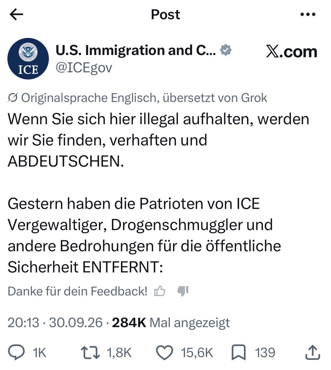 Reporter_Flash's tweet photo. Diese Übersetzung von @grok ist für mich doch etwas überraschend https://t.co/SmZcPPEYZo