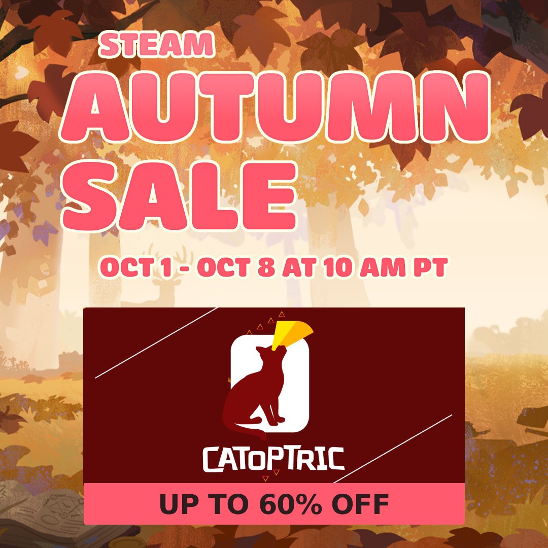 catoptric_games's tweet photo. Steam Autumn Sale is here!

Check out the Catoptric Games publisher page on Steam for discounts up to 60% OFF!

https://t.co/SXybpwm3QD https://t.co/z6BlKBHG13