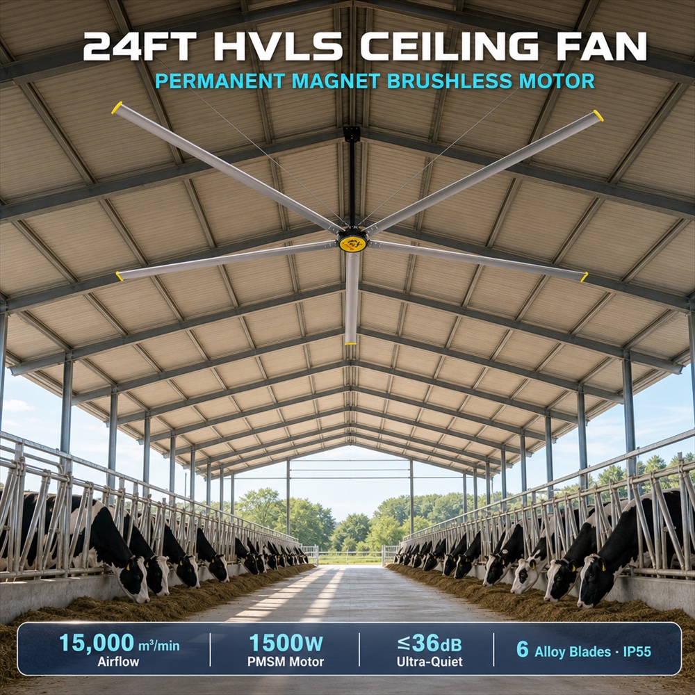 BonawindInfo's tweet photo. HVLS Ceiling Fan for Dairy Barn, Huge Airflow &amp; Low Noise, Relieve Heat Stress of Dairy Cows
#HVLSFan #IndustrialCeilingFan #FarmHVLSFan #DairyBarnVentilation #LivestockCoolingEquipment #LargeCeilingFan #WorkshopVentilationEquipment https://t.co/lUgW99jTAQ