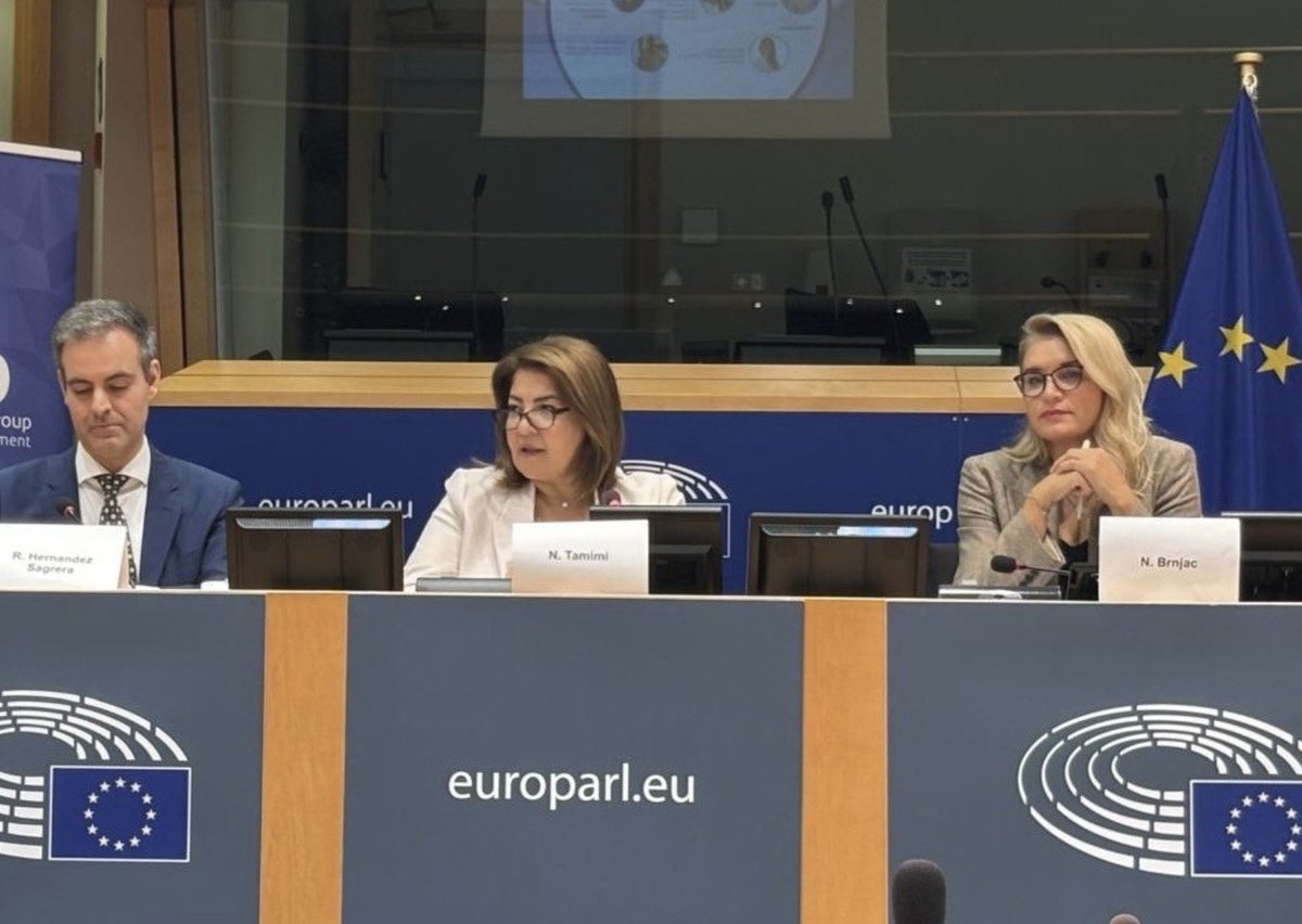 UfMSecretariat's tweet photo. Not less tourism. Better tourism. 
At the European Parliament session “Towards an EU climate-resilience roadmap for sustainable tourism”, UfM Deputy Secretary General for Sustainable Development, Nisreen Tamimi, highlighted the importance of regional cooperation to build more sustainable, more inclusive and more climate-ready tourism across the Mediterranean. Sustainable Tourism is fully embedded within the UfM’s regional agendas on Sustainable Blue Economy, and on Green Economy and Environment. #SustainableTourism #ClimateResilience #Mediterranean #Tourism #ClimateAction

@EU_ENV @EUparliament