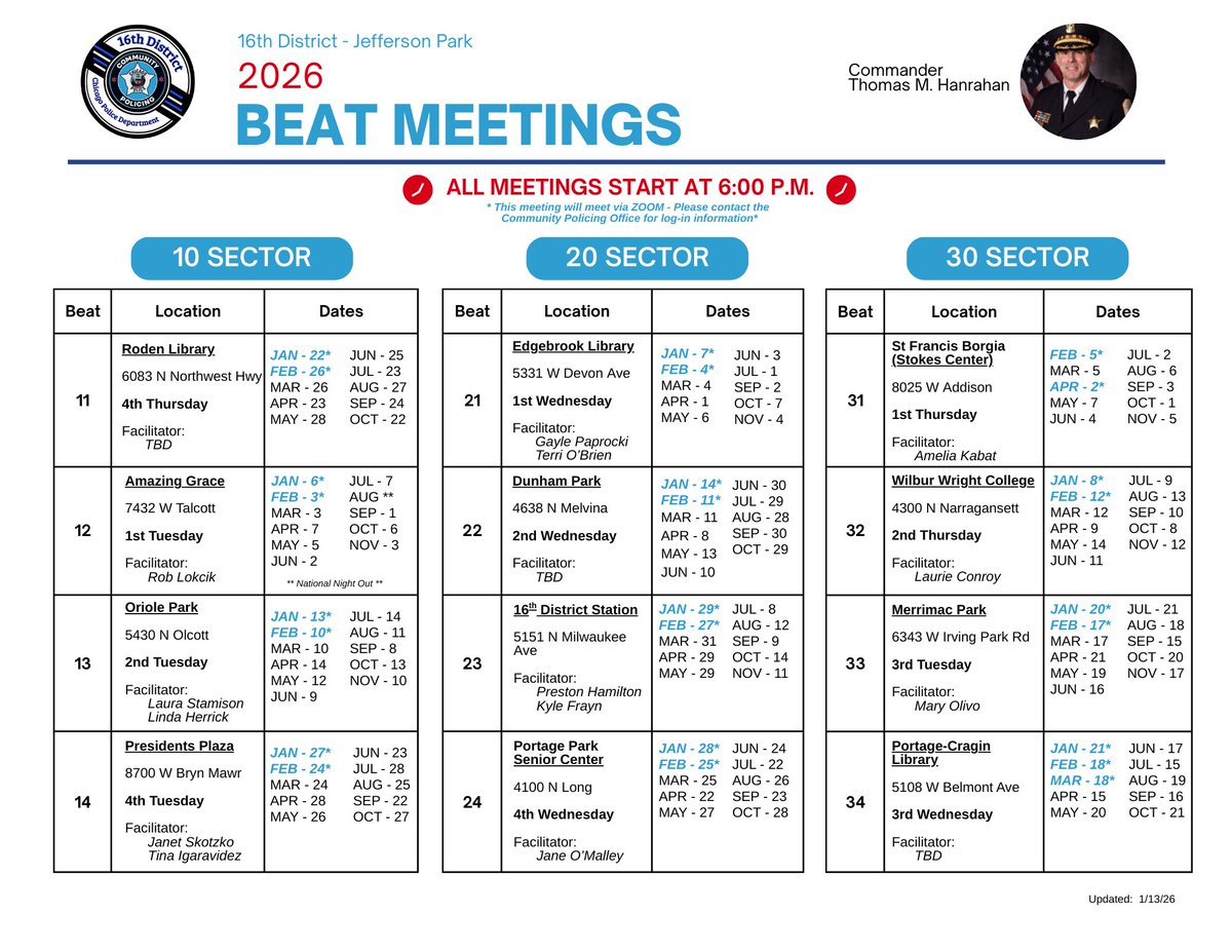 chicagocaps016's tweet photo. Residents of Beat 1631. Please join us at St. Francis Borgia (Stokes Center) 8025 W. Addison at 6:00 P.M. Sharp. See you there! Please refer to the districtwide beat meeting calendar for more information. https://t.co/650szuCZnO