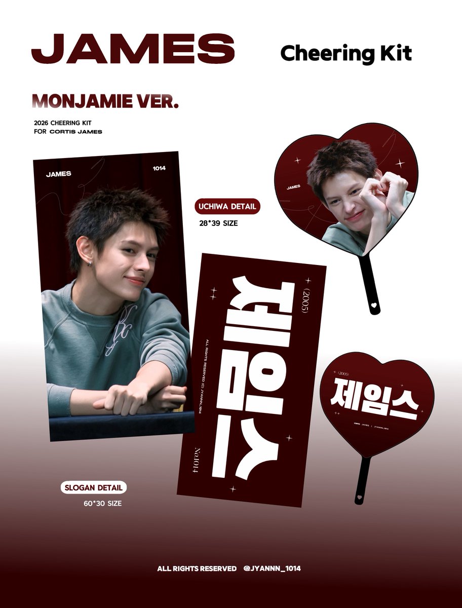 Jyannn_1014's tweet photo. 2026 CHEERING KIT FOR JAMES
©jyannn_1014

🎂 10월 한정 이벤트 🥳
10월에 PARIS VER. 또는 MONJAMIE VER. 1세트 (우치와 + 슬로건) 구매 시 동일 디자인의 미니 우치와 증정!

국내배송
~10/14 23:59
🔗 https://t.co/s3yNa3r8cS

Nol festival (10/17)
~10/16 23:59
🔗 https://t.co/cdnbkxhyZ4

G.O → DM

#RT 추첨 두 분께 원하시는 우치와 / 슬로건을 드립니다! 🖤

#CORTIS #코르티스 #JAMES #제임스