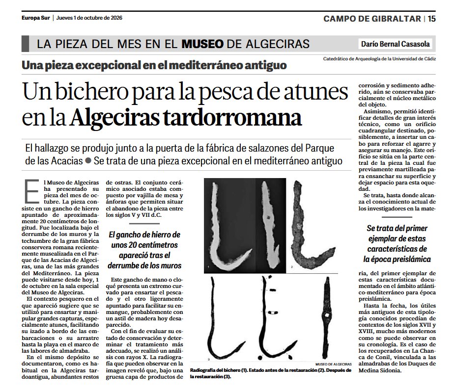 Arturodelp's tweet photo. 🟢 #PRENSAIMPRESA | «Un bichero para la pesca de atunes en la Algeciras tardorromana» https://t.co/mZ3WNIZ9If
