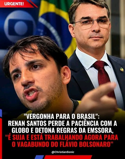 CarlosR55288048's tweet photo. Porque a globo não convidou o terceiro colocado nas pesquisas Renan Santos?
Será que é por ele ser opositor de flavio bolsonaro?
Renan também parece não ter papas na lingua,iria incomodar. https://t.co/ZX6kAg4EC3