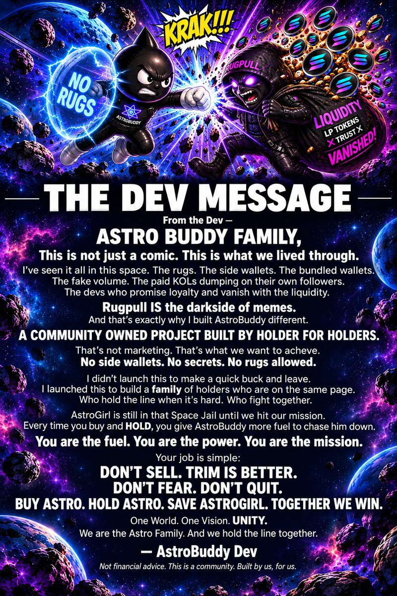 AstroBuddyCoin's tweet photo. THE DEV MESSAGE
CA: Coming Soon!!

JOIN THE ASTROBUDDY FAMILY,
TG: https://t.co/Q9cAXxjgQN https://t.co/QU3qidGvzW