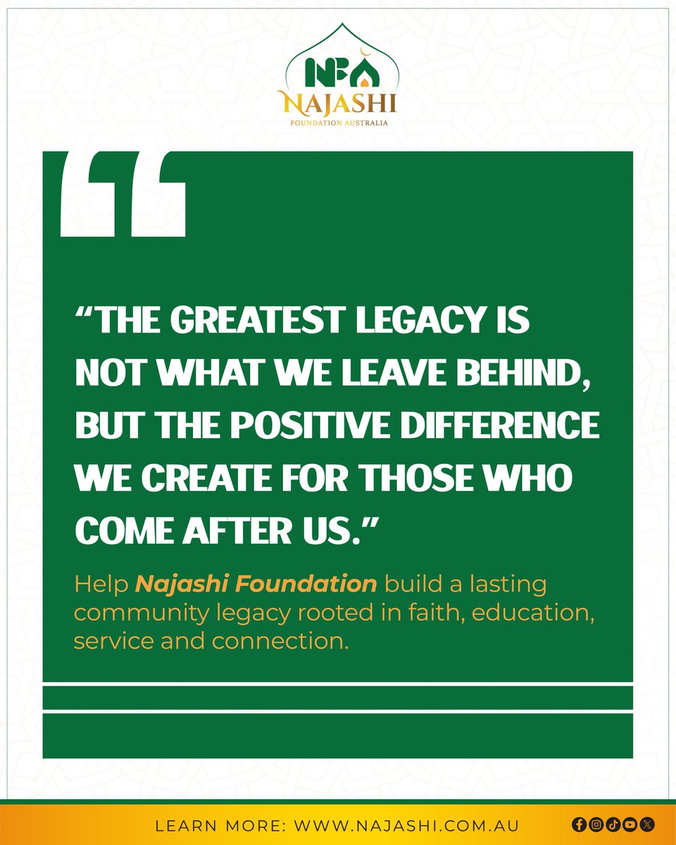 Najashiau's tweet photo. A meaningful legacy is built through faith, knowledge, service, and the good we leave for future generations. Help Najashi Foundation build a lasting community legacy that brings people together.

👉 Click the link in bio

#NajashiFoundation #BuildALegacy #CommunityLegacy https://t.co/YLRF97b1Ab