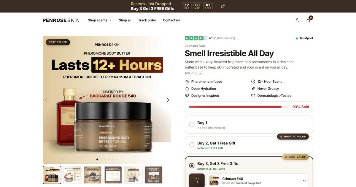Whadex2's tweet photo. f*ck, Penrose turned a luxury fragrance ranking into a body butter sales pitch.

if your product is the affordable alternative, this is a cartoon angle i'd test.

• Three fragrance characters get ranked, so the comparison starts with something the buyer already wants.
• The on screen "$1,500+" price anchor makes the jar's entrance feel like a reveal.
• The bottles literally disappear, turning the ad's longevity argument into a scene.

that's the part i'd steal: give the expensive alternative a character, then let your product change the story.

Watch my workflow and turn this angle into a cartoon script for your own brand:

https://t.co/p7lcaq5OCQ