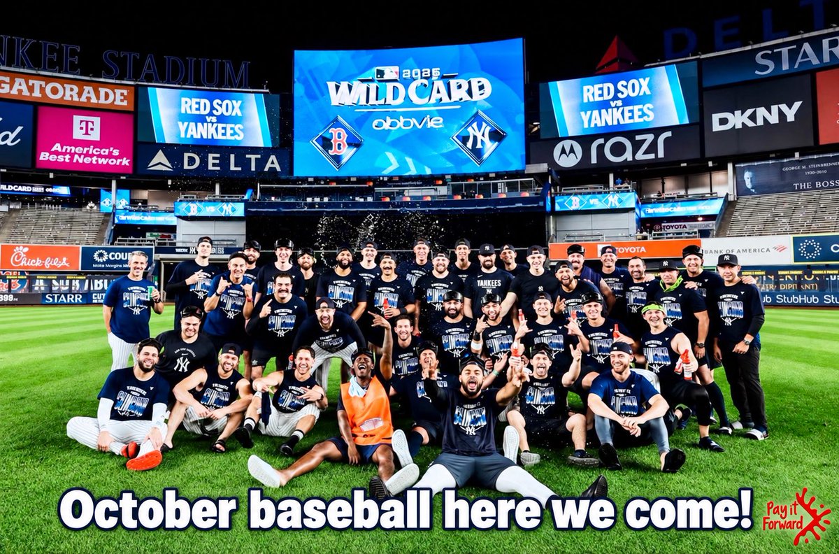 payitforwardsm's tweet photo. October baseball, here we come! ⚾️🔥 Let’s go, Yankees—time to chase another championship! 💙🤍
#LetsGoYankees #kenthimmel #payitforward https://t.co/K6b2LCg97y