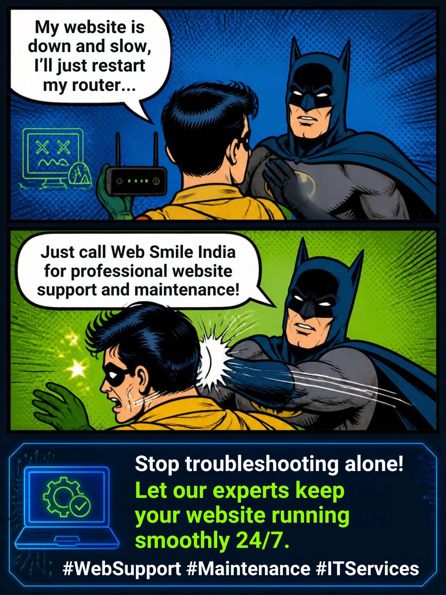 websmileindia's tweet photo. Website down? Slow? 😵‍💫💻
Restarting the router again? 😂
Some website problems need more than a restart.

Let Web Smile India handle your website support &amp; maintenance so your business stays online and running smoothly. 🚀

#WebSupport #WebsiteMaintenance https://t.co/yFnHiW9iMH