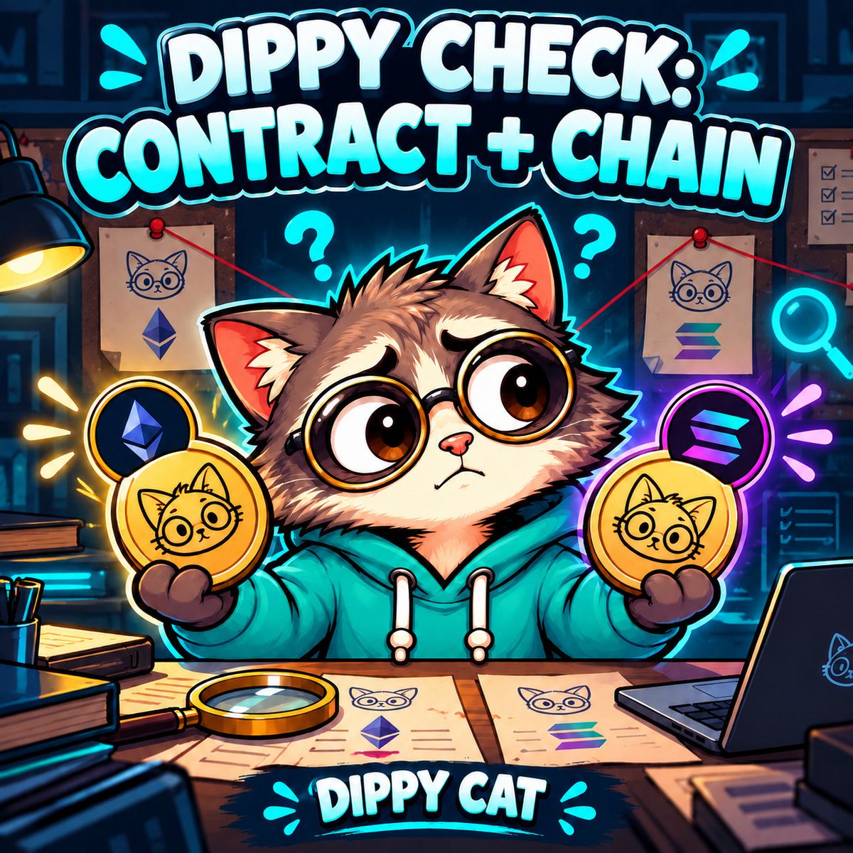 DippyCatmeme's tweet photo. Dippy Check 🔎 A familiar name or logo isn’t enough to identify a token. Verify the contract from trusted official sources AND confirm the network. Matching a logo is not verification. Learn: https://t.co/QbFghKEFQw #DippyCat https://t.co/74wkvm2nXa