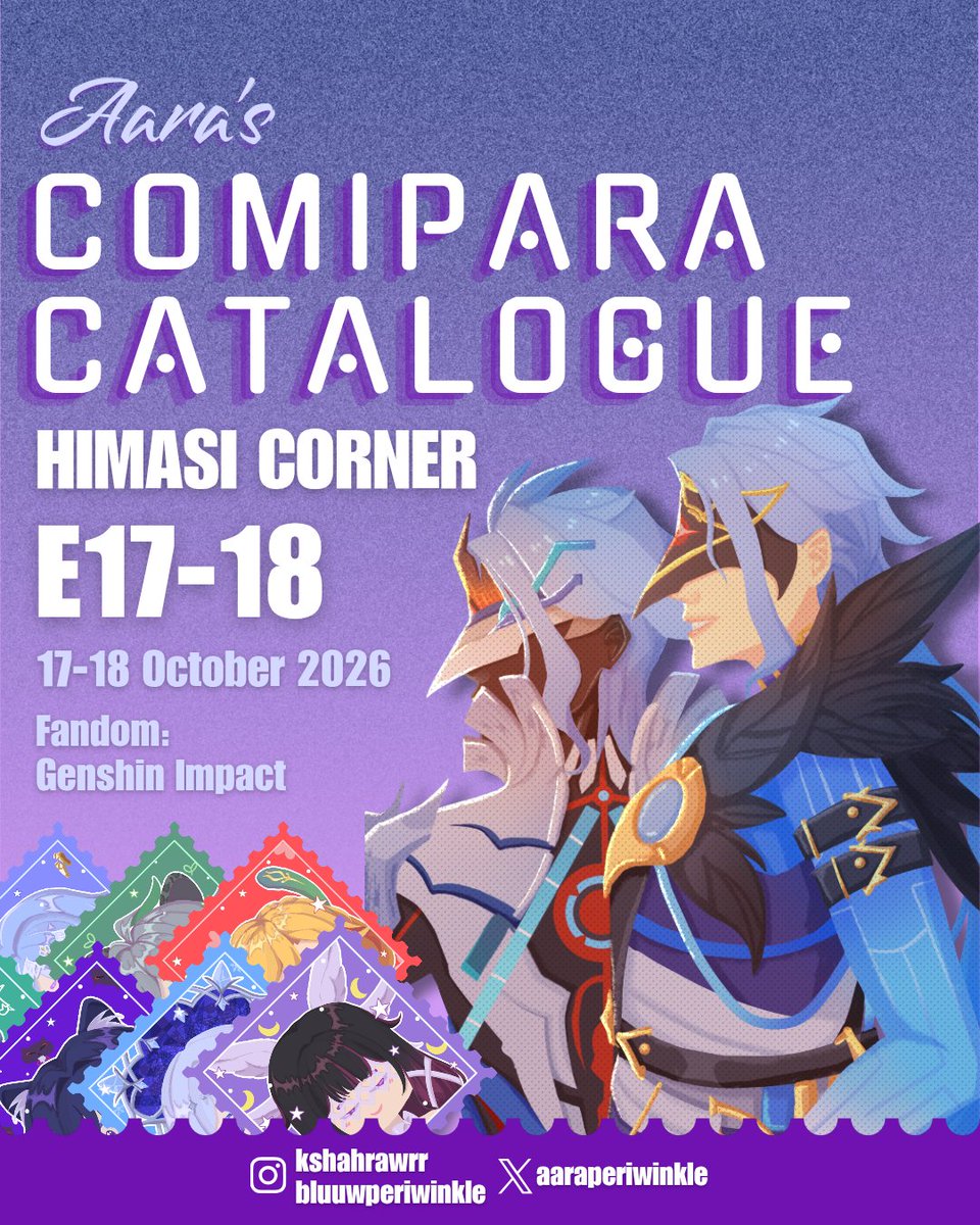 Aaraperiwinkle's tweet photo. [❤️ &amp; 🔁 APPRECIATED]

📍 HIMASI CORNER | E17-18
💫 Genshin Impact
📦 OTS pick up both day

ෆ One purchase of Dottore bundles will get patpat from omegattore (if we meet :D)
#comipara
#comipara7 
#comipara7catalogue https://t.co/LEYYCHAgF8