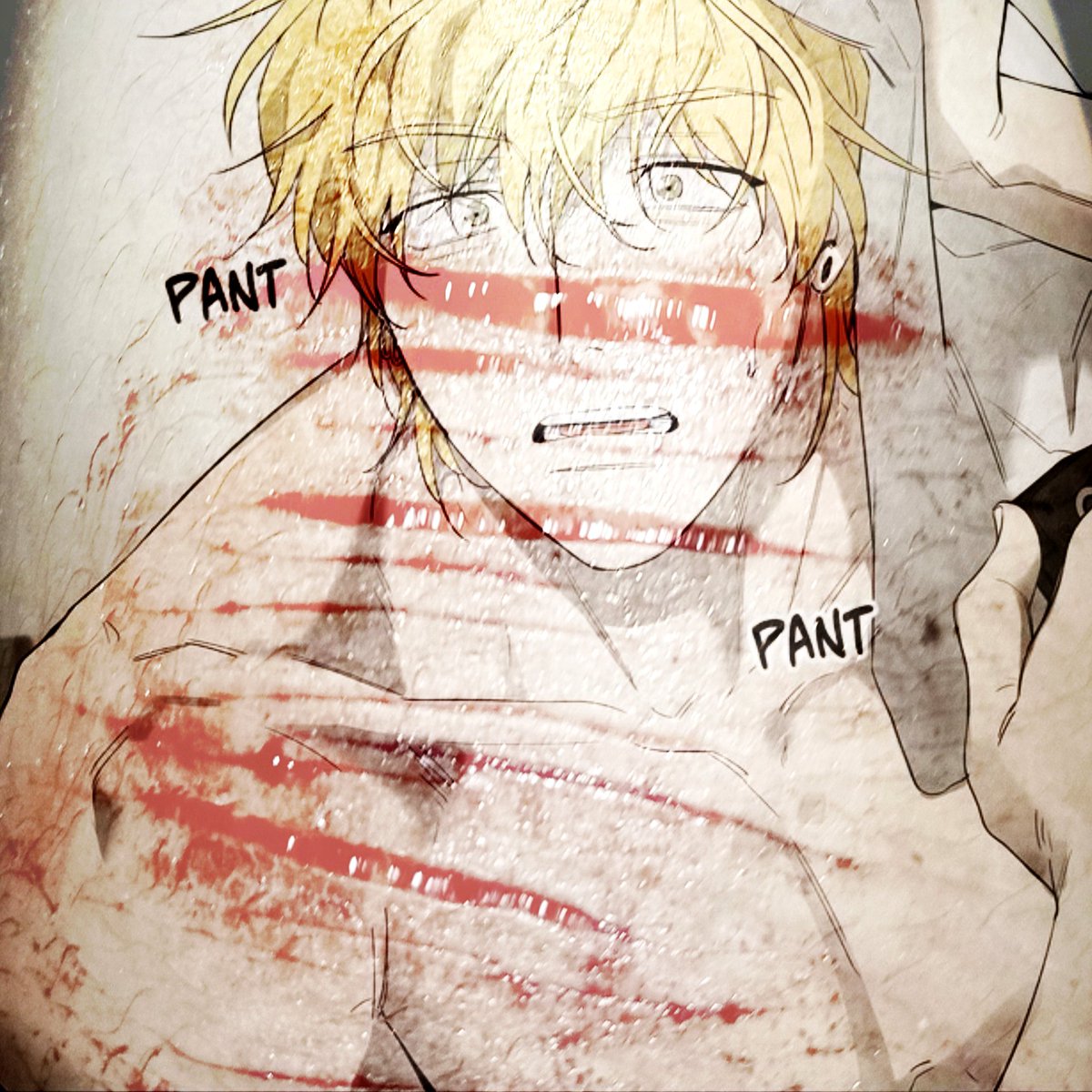 KKruegert's tweet photo. Not real fake sfx makeup silly horror edit don't report please I'm gonna get depressed 
.
.
.
.
Nooo il-woo don't hurt yourself 😢😢 https://t.co/r0lq3egqxX