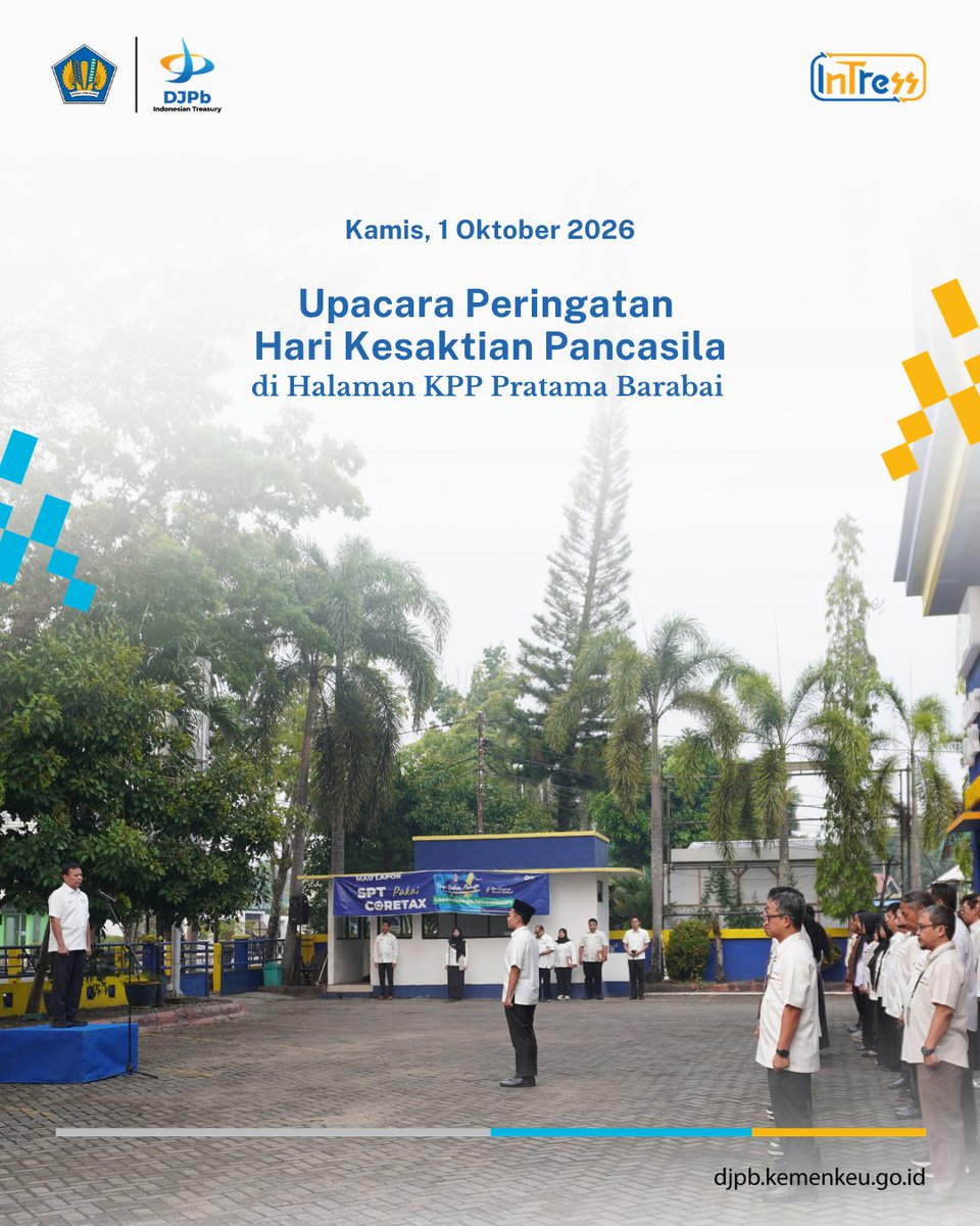 kppnbarabai's tweet photo. Kamis (1/10), pegawai KPPN Barabai memenuhi undangan pelaksanaan upacara peringatan Hari Kesaktian Pancasila dari Kantor Pelayanan Pajak (KPP) Pratama Barabai. Upacara dilaksanakan di halaman KPP Pratama Barabai. https://t.co/IyayLrxhh9