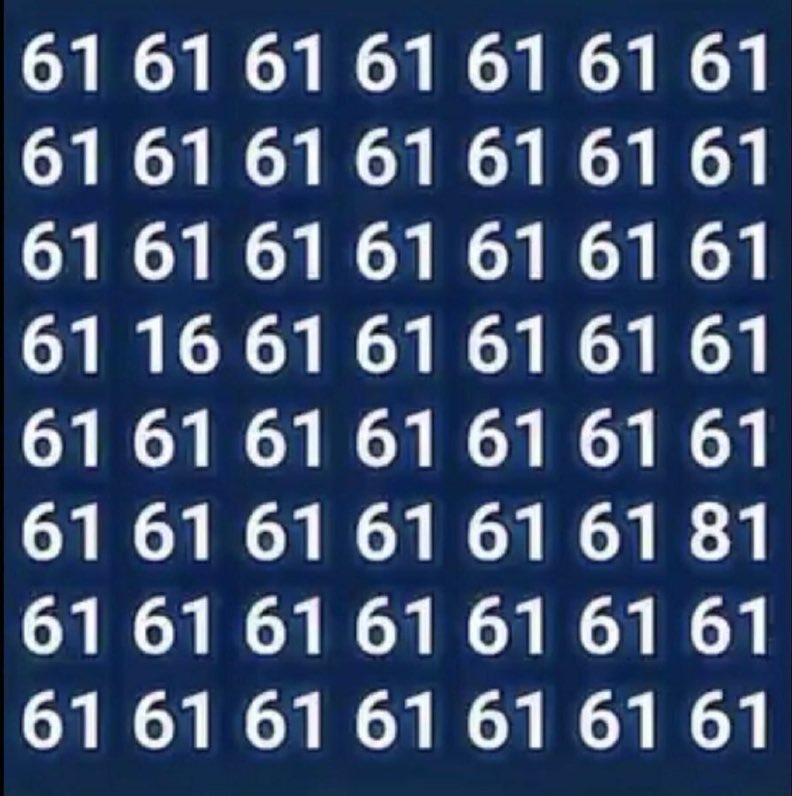 Megamillions71's tweet photo. Eye Examination 👀

What is the number different from 61? 🤔 https://t.co/N853GjK00R