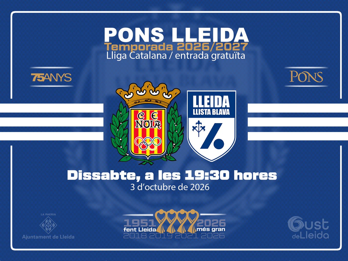 LleidaLlista's tweet photo. 🏑 Més Frit Ravich Lliga Catalana per seguir testant-nos. Aquest escenari tan exigent és un gran lloc per fer-ho. 💙🤍💙

🏆 Lliga Catalana
🆚 CE Noia Freixenet
📅 Dissabte, 3 d'octubre
⏰ 19:30 hores
🏠 Ateneu Agrícola
📍 Sant Sadurní d'Anoia (Alt Penedès)
💰 Entrada gratuïta https://t.co/MPyFoO2Nm4