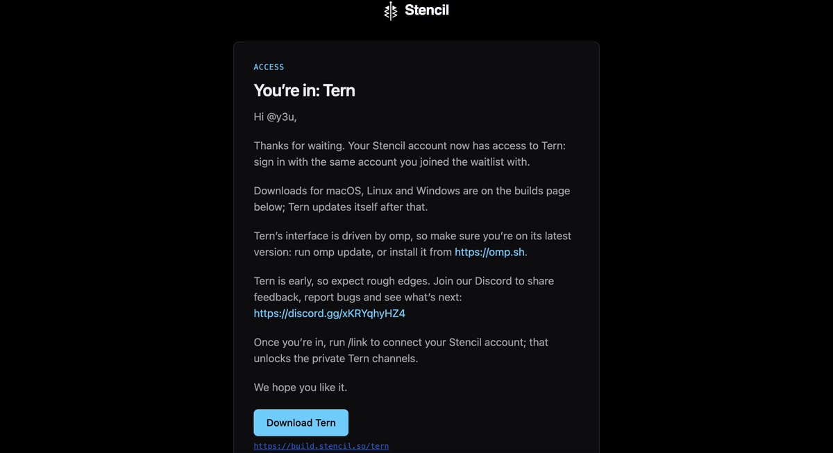 y3uc1en's tweet photo. Got Tern access today.Thanks to the Stencil team for letting me in,excited to try it.@stencil_labs https://t.co/F6WQINoH75