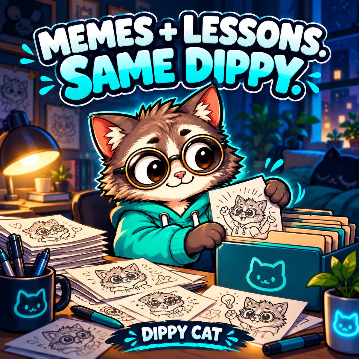 DippyCatmeme's tweet photo. Six days of Dippy: jokes, lessons, and a very patient hoodie. 😹 What should we improve next? We’re building this community one useful post at a time. #DippyCat #MemeCommunity https://t.co/PP7vHekoQm