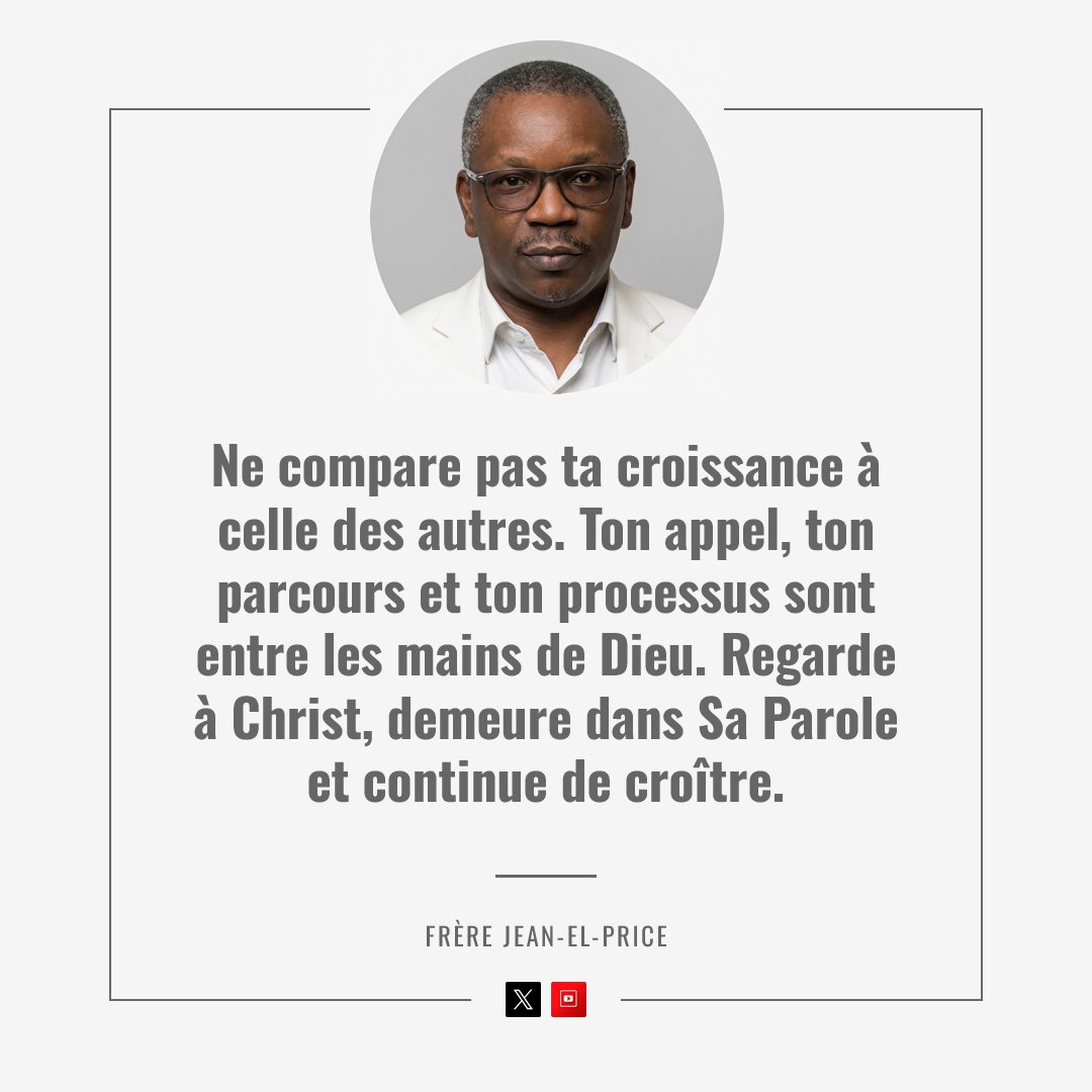 elpricej's tweet photo. Ne compare pas ta croissance à celle des autres. Ton appel, ton parcours et ton processus sont entre les mains de Dieu. Regarde à Christ, demeure dans Sa Parole et continue de croître. https://t.co/6uChPkDAWS