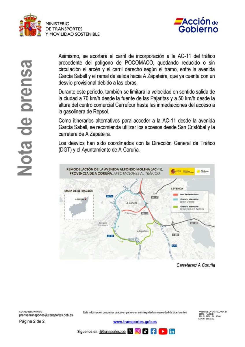 silcerino's tweet photo. ⚠️ #Coruña | #AVISO de tráfico para Alfonso Molina https://t.co/WQ90b3GmDb