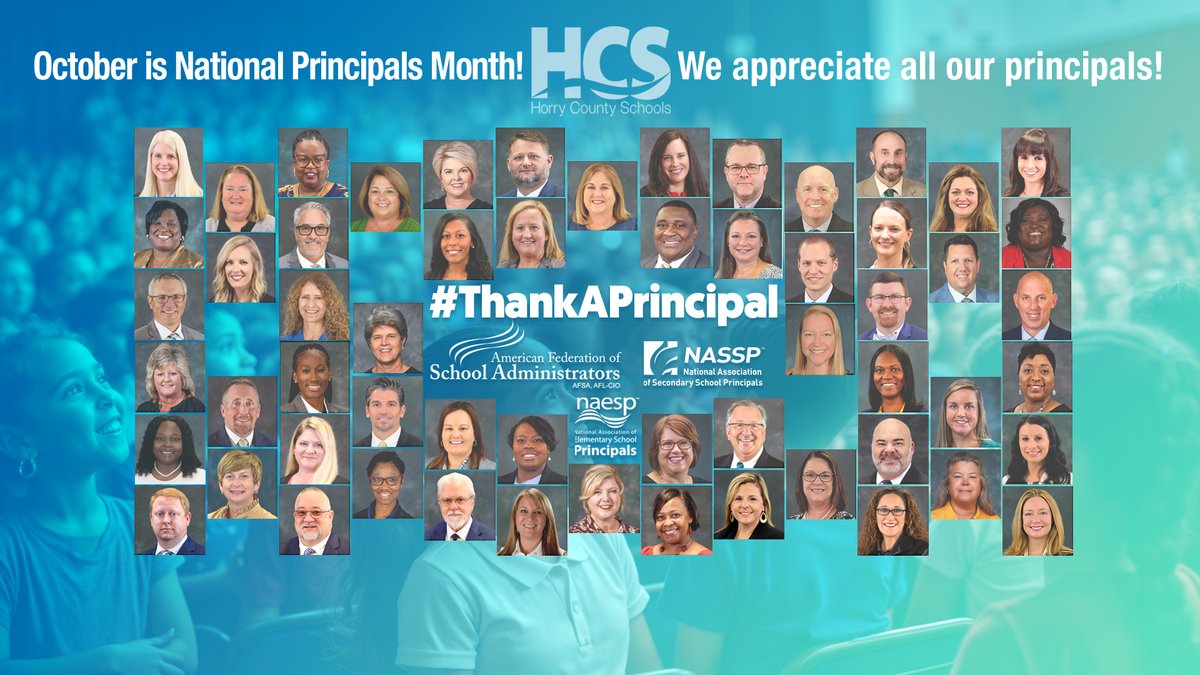 HCSInfo's tweet photo. This National Principals Month, we celebrate the leaders of HCS who step forward every day to inspire students, empower teachers, and strengthen our communities. Thank you for your vision and dedication.
#HCSSteppingForward #InspiringPossibilities #PrincipalsMonth https://t.co/V4mdEdl7r6