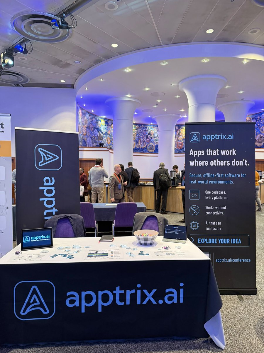 ApptrixAI's tweet photo. A big talking point at ScotSoft: AI that works offline.

We demo’d an Apptrix app that turns meeting recordings into tasks using offline AI.

Have a workflow where connectivity is a challenge? DM us to explore it.

#ScotSoft #OfflineAI https://t.co/ENfCvnPlq5