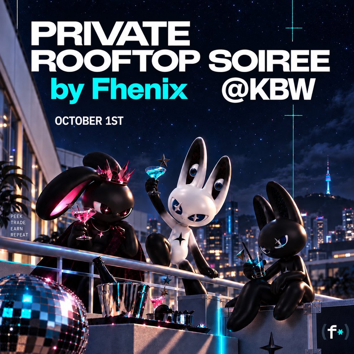 0x__Helium's tweet photo. Meet @fhenix *
on the rooftop tonight! 

Rooftop views, Web3 chats, and great people.

Fhenix is building around Fully Homomorphic Encryption (FHE), 

allowing applications to compute on encrypted data without exposing the underlying information.

#FHE https://t.co/MTWXpLEjUj