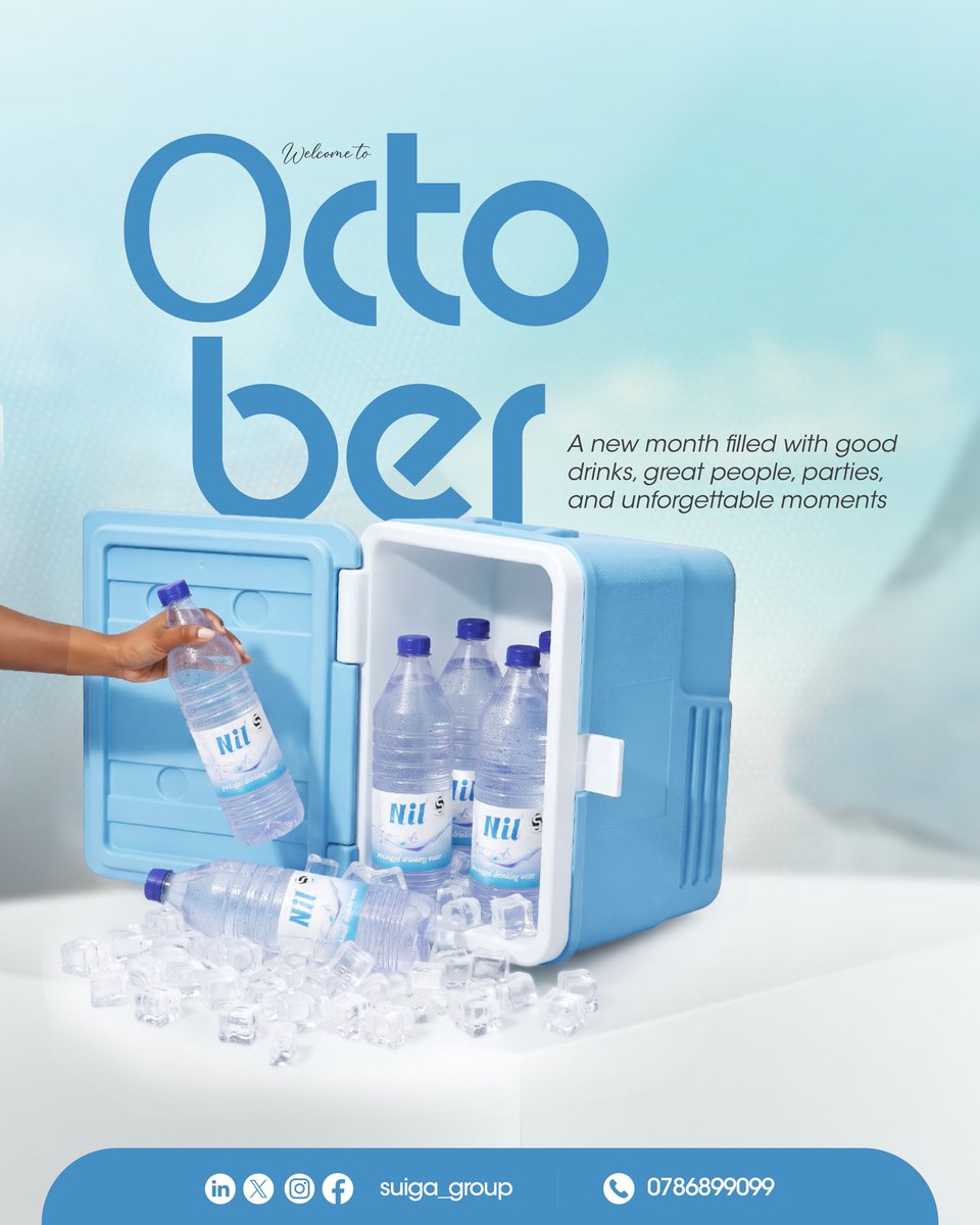 suiga_group's tweet photo. Hello, October! 💙🧊
A new month means new plans, good drinks, great company, and moments worth celebrating. 

Whatever you’re planning this month, Suiga has the ice to keep it cool. From parties and events to everyday refreshment, ice baths… we’ve got you covered.

📞 0786 899 099
Order your ice today.

#SuigaGroup #icedelivery #kigali #premiumice  #staycool #Rwot