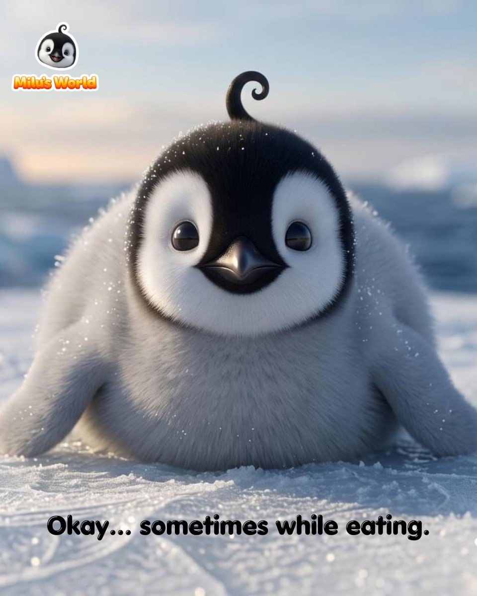 milupenguin's tweet photo. A full tummy, a little nap… sometimes in that order. 😴🐧

And sometimes, the nap just can’t wait. 💛

#MilusWorld #MiluPenguin #LittleMiluBigWorld #NapTime #KidsAnimation https://t.co/jGuiLFVDdI