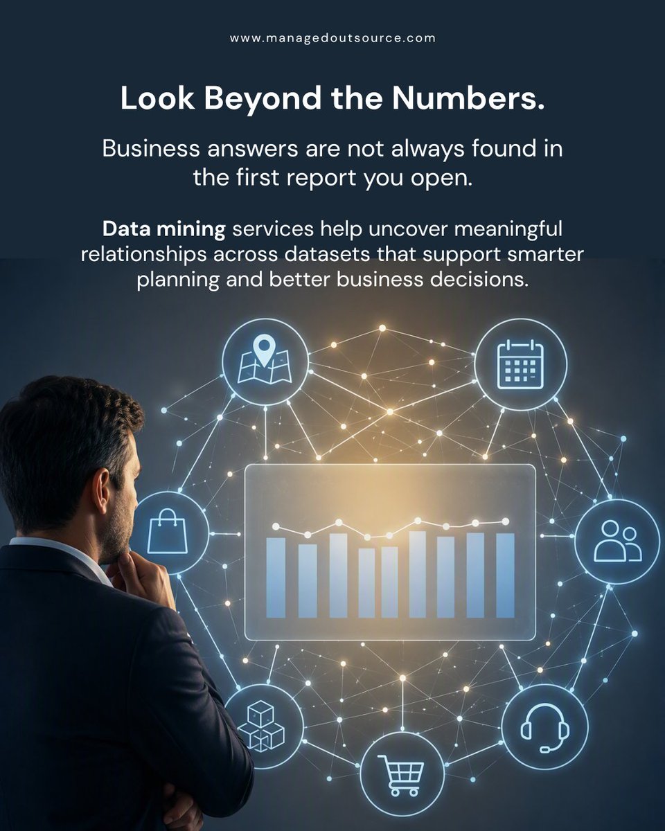 MOS_Operations's tweet photo. Reports show results. Data mining services by MOS help reveal the relationships behind those results by connecting information across datasets to support better business decisions.

Look beyond the numbers to see the bigger picture.

#DataMiningServices #BusinessIntelligence https://t.co/uKe6riazbC
