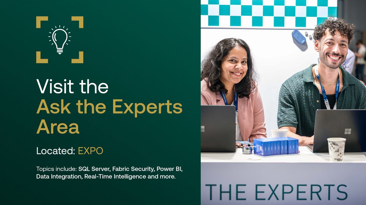 EuropeanFabric's tweet photo. Final chance to avail of the Ask the Experts Booth.
Stop by and ask the experts your burning questions!
This is an incredible chance to find answers and inspiration from top experts.
#FabConEurope #SQLConEurope https://t.co/3s49AW9xng