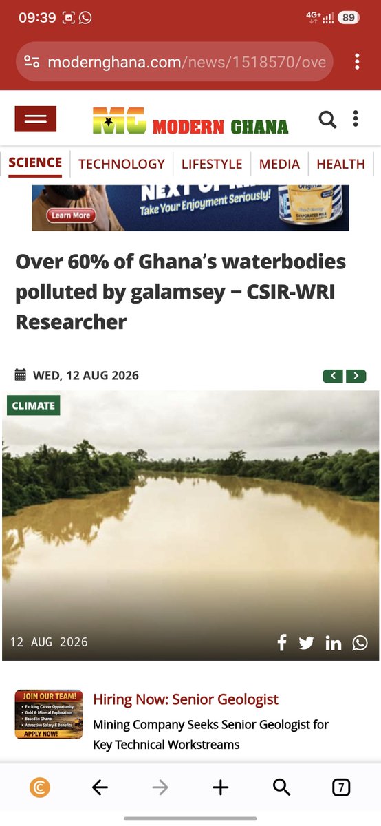 Republican369's tweet photo. This is no longer just about polluted rivers. This is about our lives.
Drinking bottled water doesn’t protect you completely. You don't know where your food comes from or what water was used to irrigate it.
#StopGalamseyNow 
#Galamcide https://t.co/wj8C1Qvals