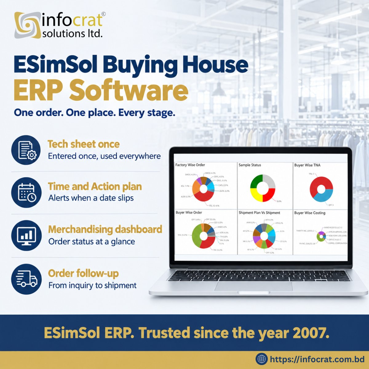 ESimSol's tweet photo. Where is my order? In a buying house, that can mean many emails and spreadsheets. ESimSol Buying House ERP keeps each order in one place, with delay alerts. https://t.co/hWOzRXc3qV

#BuyingHouse #ApparelSourcing #RMGBangladesh #TextileERP #Bangladesh https://t.co/j7OMNTeTva
