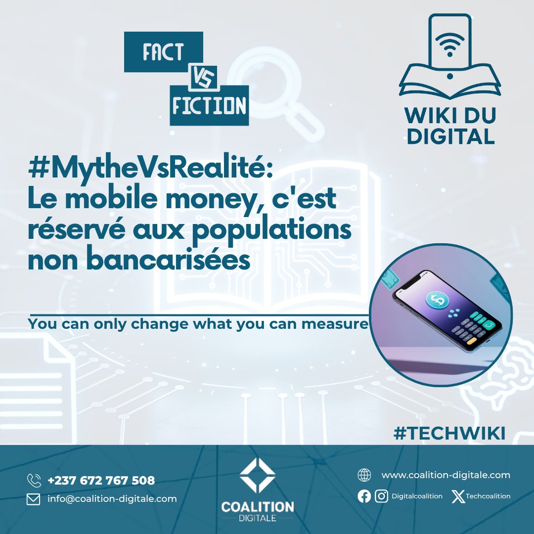 TechCoalition's tweet photo. 📌#WikiDuDigital 
🔍 #FactVsFiction  

Mythe ou Réalité : 
🔴 MYTHE : Le Mobile Money est réservé aux populations non bancarisées.
✅ RÉALITÉ : Le Mobile Money s’adresse à tous. 

👉 Et vous, qu’en pensez-vous ?  👇

#DigitalCoalition #CoalitionDigitale https://t.co/tReMWn5cFG