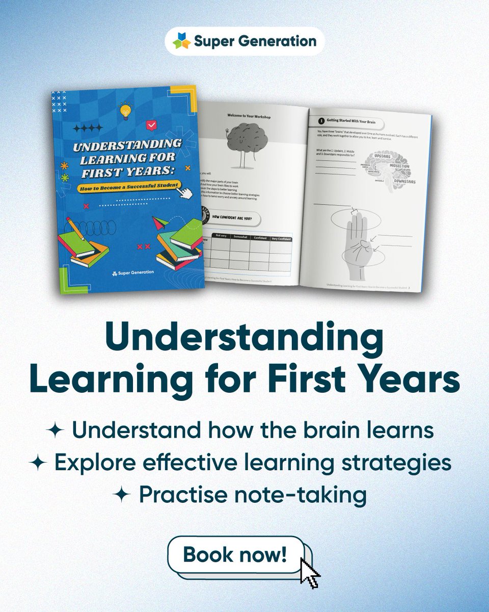 SuperGeneration's tweet photo. Starting secondary school is a huge transition 🍎

Our Learning to Learn workshop for 1st Year students helps build strong study habits, organisation skills, motivation and confidence.

Bookings are now open! Secure your school dates now.

#FirstYear #StudySkills #StudentSupport https://t.co/fUXbwerQQQ